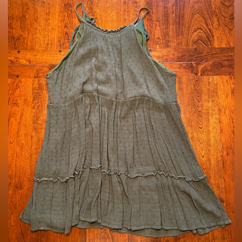 large blue rain green mini dress